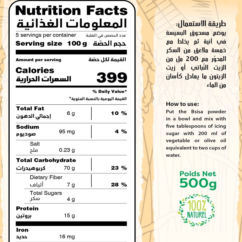 Bsisa au blé et aux pois chiches aux Fruits secs