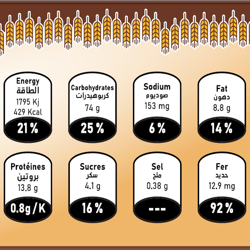 Bsisa au blé et aux pois chiches aux Fruits secs Mélange 200G